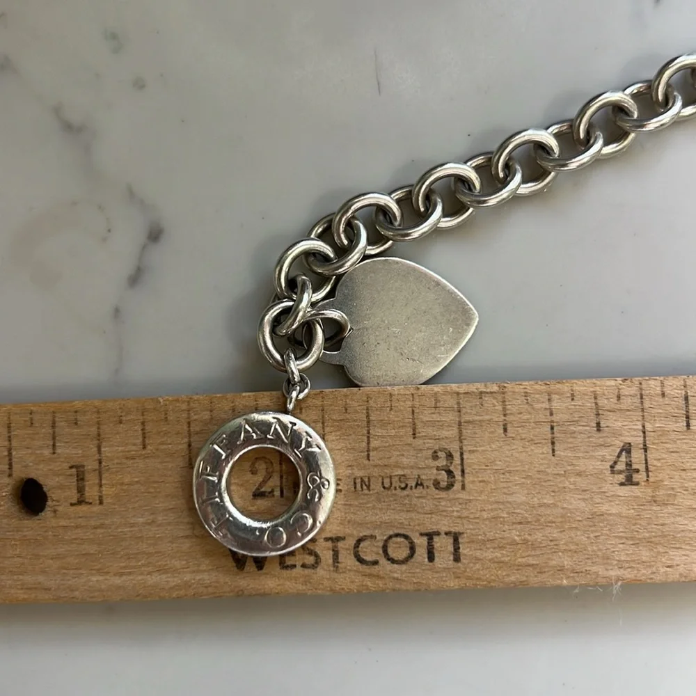 Tiffany & Co. Sterling Silver Heart Tag Toggle Chain Link Necklace. 💙 - Picture 13 of 17